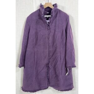 NWT Larry‎ Levine Women's 2X Purple Wool Blend Overcoat Jacket Long Coat NEW